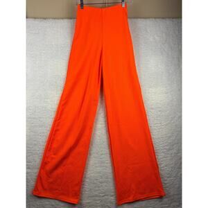 Boohoo Neon Orange High Waist Wide Leg Pants | Women’s XS/2 | NWT